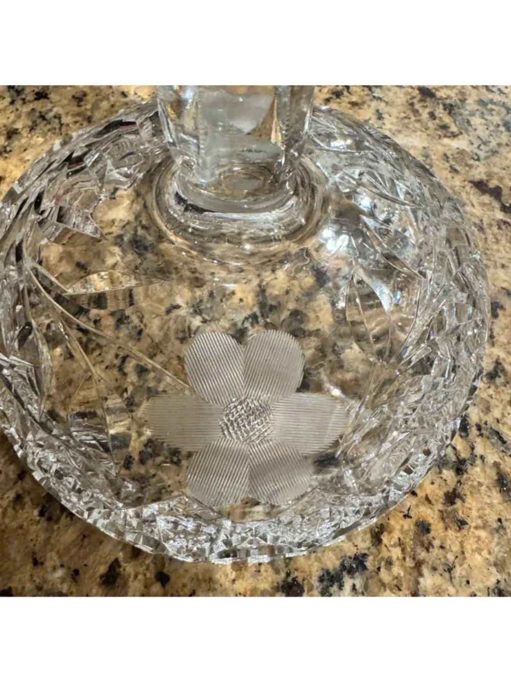 Cut Glass Etched Clear Compote Pedestal Dish Centerpiece 8" Tall Floral Vintage - Picture 8 of 13